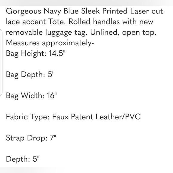 TORY BURCH LASER BLUE TOTE WITH LUGGAGE TAG!!! BEST IN BAGS PARTY 10/30πππ - Picture 5 of 6